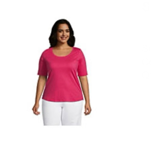 Lands' End Tops - LANDSEND Women’s Plus 100% Supima Cotton Elbow Sleeve Scoop Neck Tee Shirt